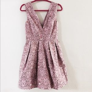 ASOS Sz 6 pink bronze sequin fit flare dress